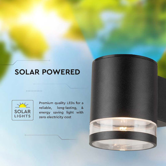V-TAC Wall Mounted Solar Light 0.55W 70lm with Warm White Light 3000K IP44 13cmx10cmx12cmcm