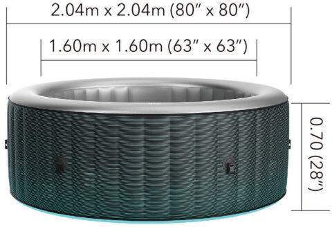 MSpa Starry Round Swimming Pool 1800L Inflatable with Hydromassage 204x70cm Grey