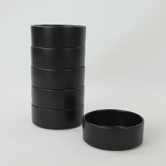 Hermia Serving Bowl Round Ceramic Black with Diameter 14cm 6pcs