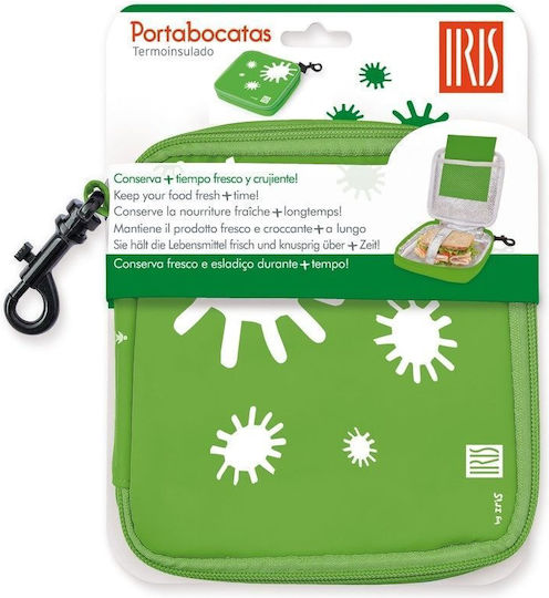 Iris Barcelona School Insulated Food Case 1lt Green 15 x 15 x 2.5cm