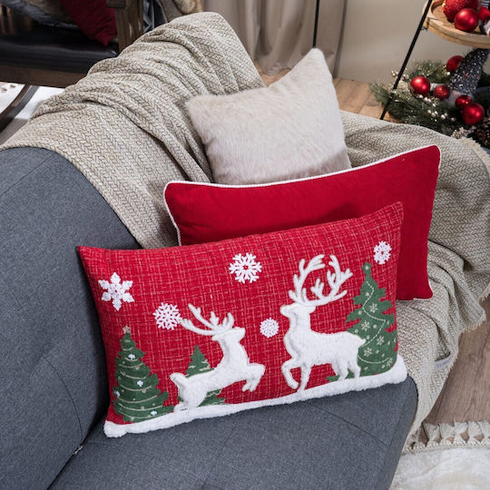 Teoran Weihnachtsdekoratives Kissen Rechteckig Rot 35x60cm