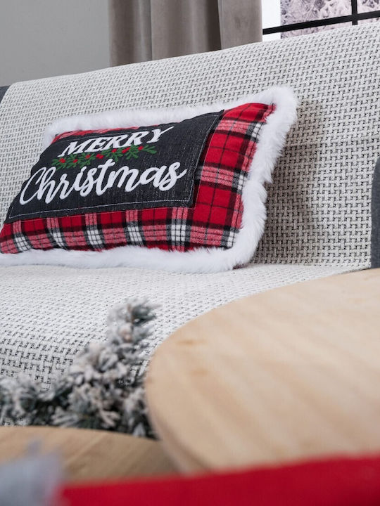 Teoran Christmas Decorative Pillow Rectangular Red 35x60cm