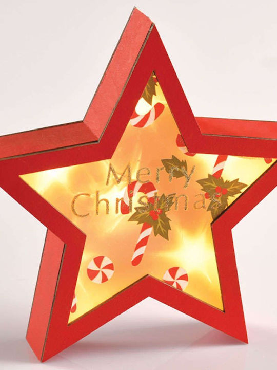 Aca Wood Illuminated Christmas Decorative Desktop Star 22x5x23cm Red