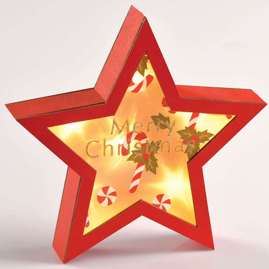 Aca Stea Decorativă De Crăciun De Birou Cu Lumină LED Roșie 23cm Aca Stea Decorativă De Crăciun De Birou Cu Lumină LED Roșie 23cm