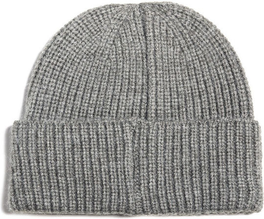 Beanie Unisex Beanie with Rib Knit in Gray color