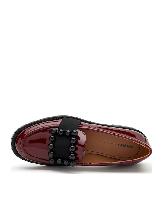 Leather Women's Loafers in Burgundy Color