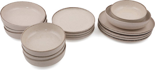 Geschirrset aus Porzellan Beige 16Stück
