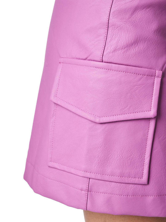 Leather Mini Skirt Purple