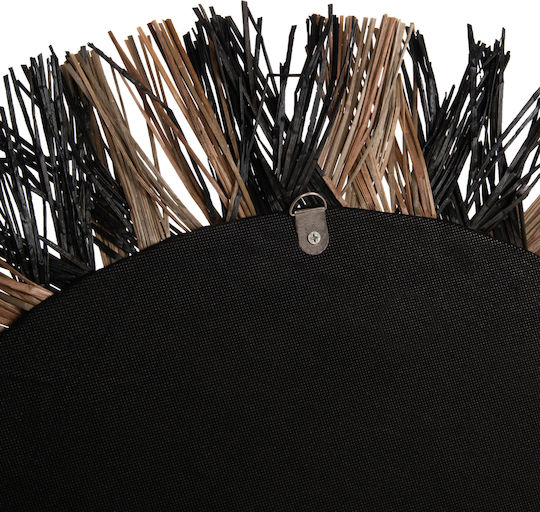 Freebox Wall Mirror with Black Wicker Frame Diameter 70cm 1pcs