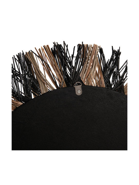 HomeMarkt Mendong Grass Wall Mirror with Black Rattan Frame Diameter 70cm 1pcs