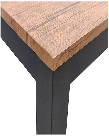 Table Kitchen Wooden with Metal Frame Black Velvet-Black Metal 100x60x75cm