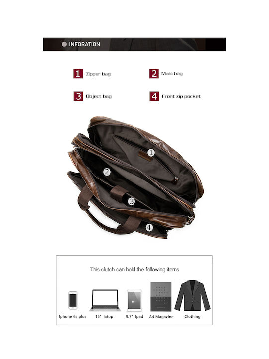 Leder Herrentasche Geldbörse Braun