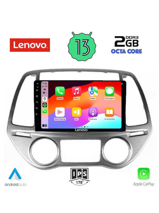 Lenovo Sistem Audio Auto pentru Hyundai i20 2008-2012 cu Clima (Bluetooth/USB/WiFi/GPS/Apple-Carplay/Android-Auto) cu Ecran Tactil 9"