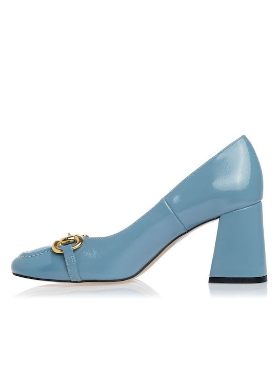 Sante Patent Leather Light Blue Medium Heels