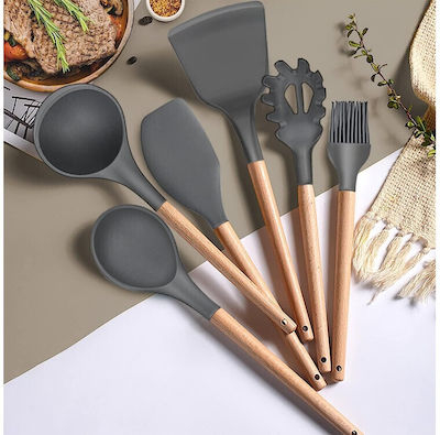 Aj Silicone Cooking Utensil Set Gray 14pcs