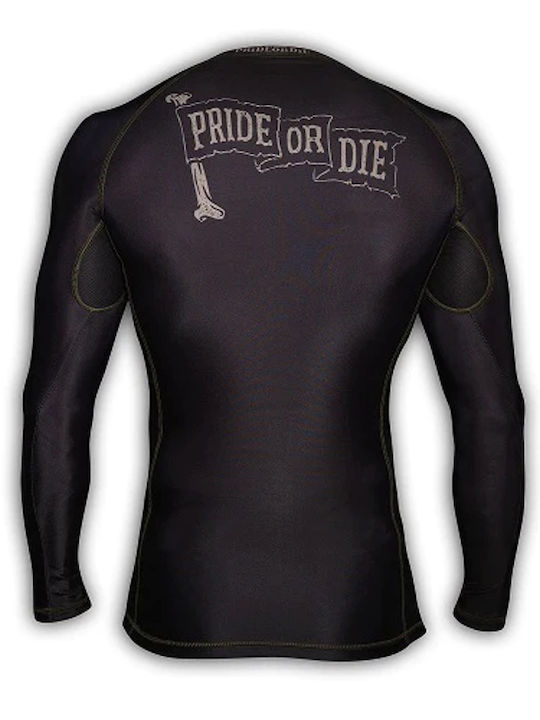 PrideOrDie Ανδρική Μακρυμάνικη Μπλούζα POD184 για Jiu-Jitsu Μαύρη