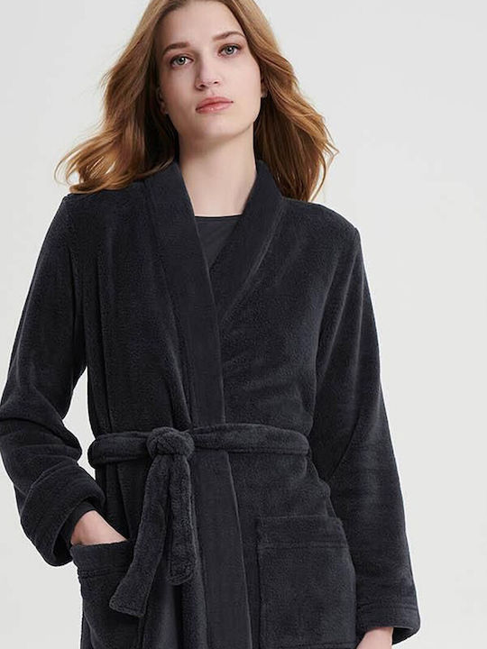 Vamp Women's Winter Fleece Pajama Robe Gray