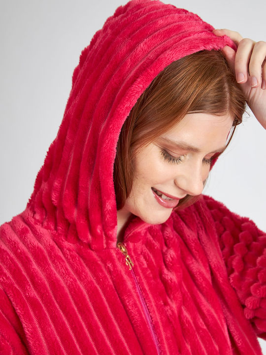 Harmony Winter Women's Fleece Robe Fuchsia