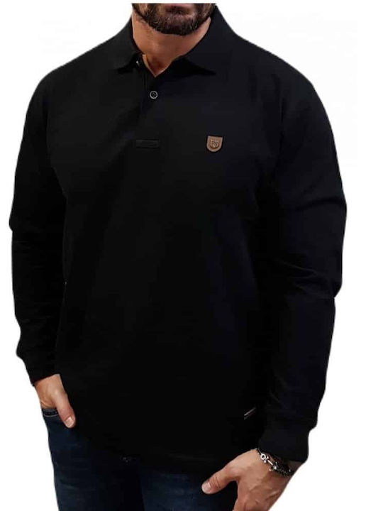 Visconti Herren Langarmshirt Polo Schwarz