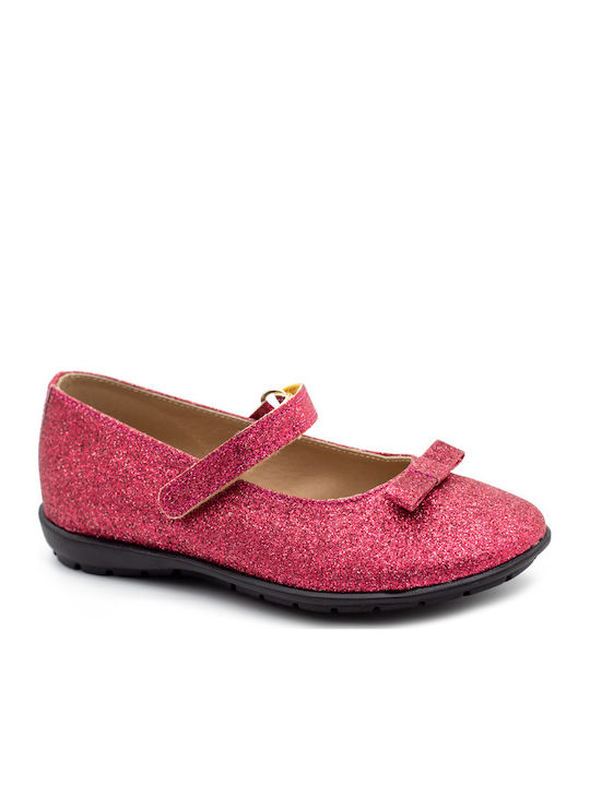 Kids Anatomic Leather Ballerinas with Hoop & Loop Closure Red
