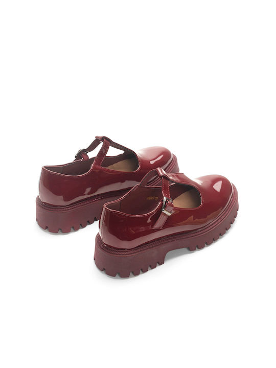 Alta Moda Patent Leather Women's Moccasins in Burgundy Color