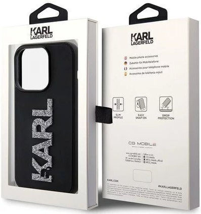 Karl Lagerfeld 3d Logo Glitter Back Cover Plastic Black (iPhone 15 Pro Max)