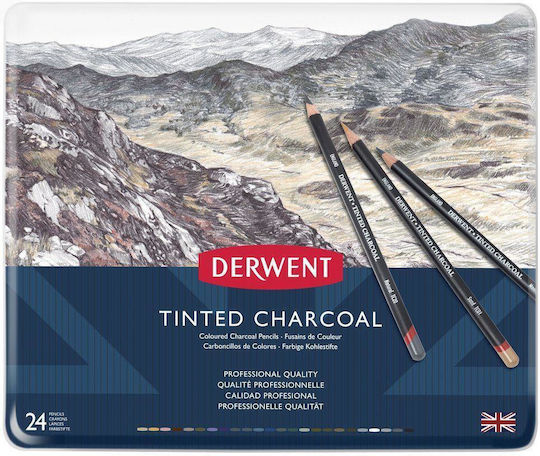 Derwent Сет от 24 Моливи Въглен с Гума Черен