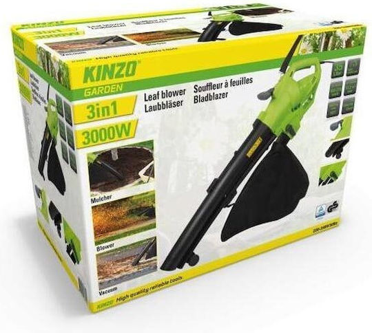 Kinzo Garden Bläser 35lt Laubbläser / Sauger Handheld Elektrisch 3000W mit Maximaler Luftgeschwindigkeit 270km/h
