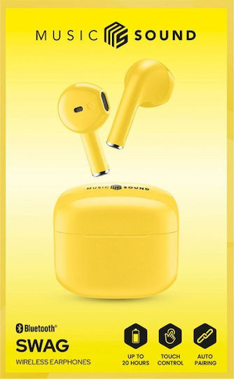 Cellular Line Swag Earbud Bluetooth Handsfree Ακουστικά με Θήκη Φόρτισης Κίτρινα