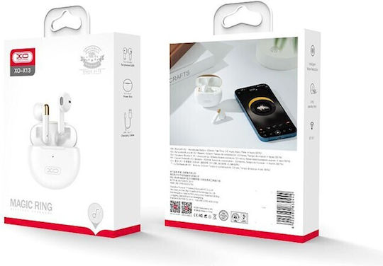 XO X13 Earbud Bluetooth Handsfree Ακουστικά με Θήκη Φόρτισης Λευκά