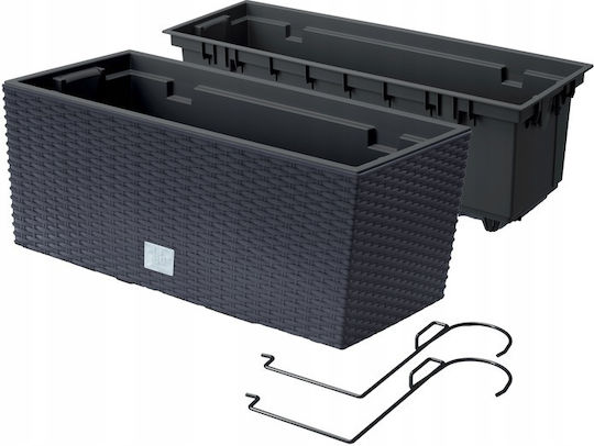 Marhome Rato Case Planter Box Plastic Charcoal 39.5x18.5x19.5cm.