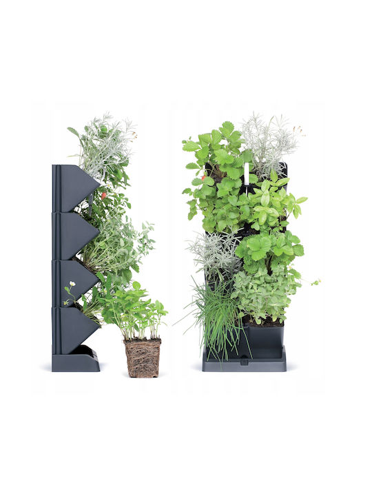 Marhome Mini Cascade Σετ 4 Γλάστρες Πλαστικές Μαύρες