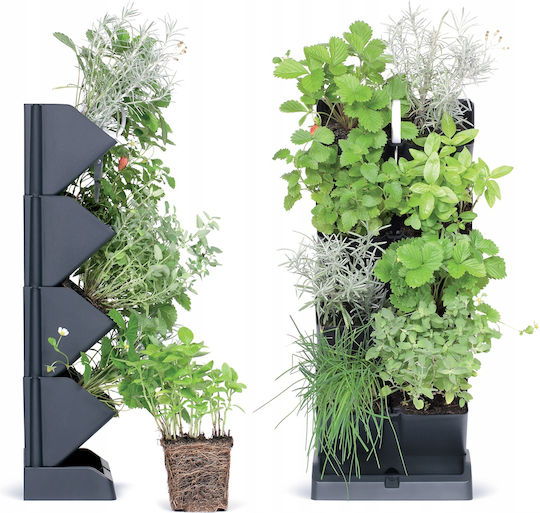 Marhome Mini Cascade Σετ 4 Γλάστρες Πλαστικές Μαύρες