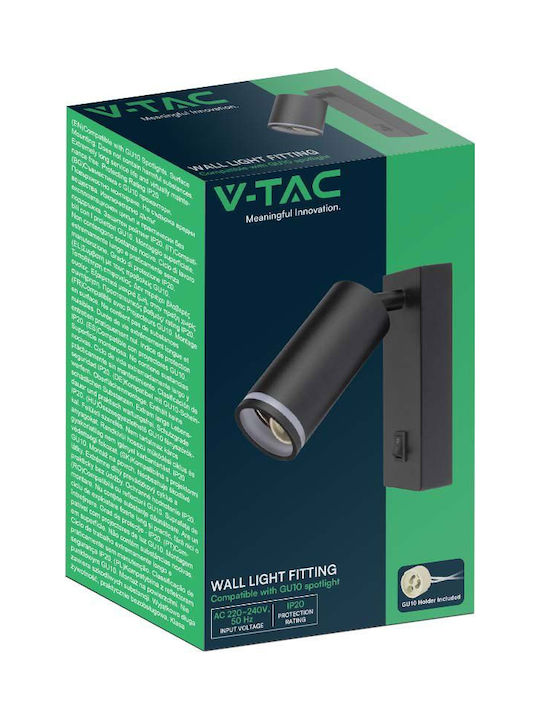 V-TAC Single Spot with Socket GU10 in Black Color