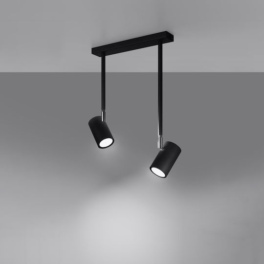 Sollux Norano Διπλό Σποτ με Ντουί GU10 σε Μαύρο Χρώμα