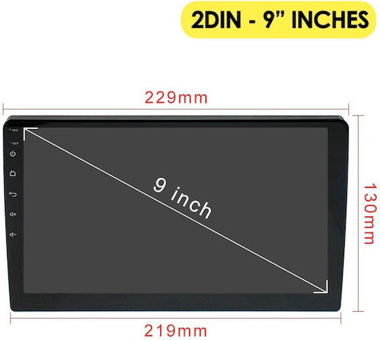 PerVoi Car Audio System 2DIN (Bluetooth/USB/WiFi/GPS/Apple-Carplay/Android-Auto) with Touch Screen 9"