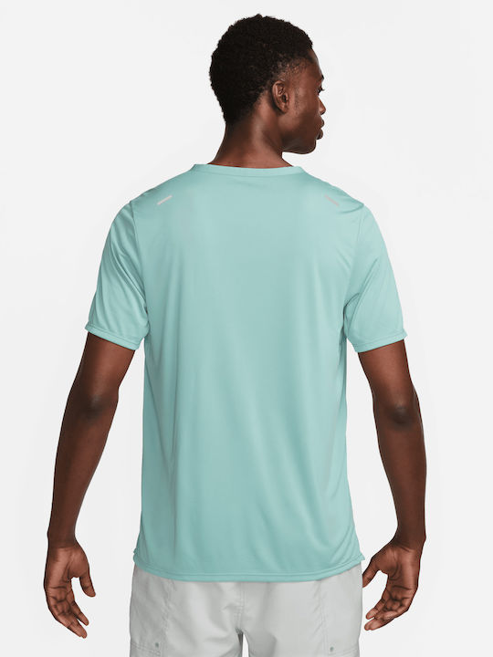 Nike Rise 365 Bărbați T-shirt Sportiv cu Mânecă Scurtă Dri-Fit Albastru deschis