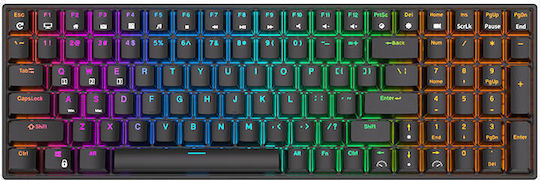 Royal Kludge RK100 Drahtlos Gaming Mechanische Tastatur mit Benutzerdefiniert Braun Schaltern und RGB-Beleuchtung (Englisch US)