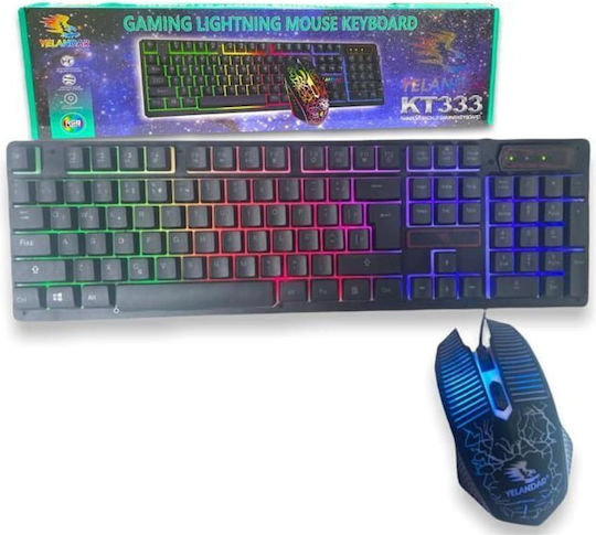 Yelandar Yelandar KT333 Σετ Gaming Πληκτρολόγιο με RGB φωτισμό & Ποντίκι (Αγγλικό US)
