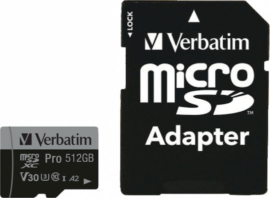 Verbatim Pro microSDXC 512GB Klasse 10 U3 V10 A2 UHS-I mit Adapter