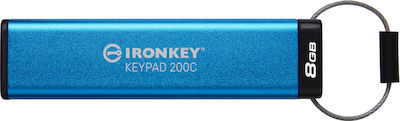 Kingston IronKey Keypad 200C 8GB USB 3.2 Stick with connection USB-C Blue