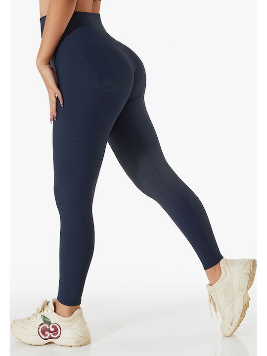 Amouna Training Women's Long High Waist Leggings Navy Blue