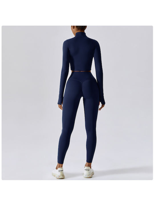 La Lolita Amsterdam Women's Long Training Legging High Waisted Navy Blue