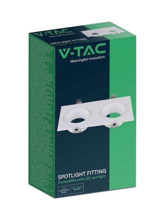 V-TAC Παραλληλόγραμμο Μεταλλικό Χωνευτό Σποτ με Ενσωματωμένο LED και Ρυθμιζόμενο Λευκό Φως Λευκό 1τμχ