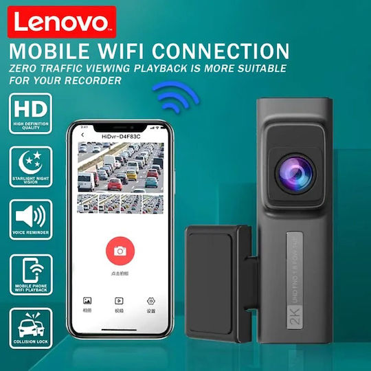 Lenovo 1080P Windshield Car DVR, 2" Display with Adhesive Tape