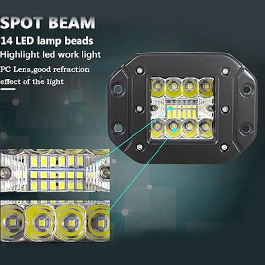 Squareς Waterproof Headlights Car LED 12V 36W 12cm with White Lighting 1pcs
