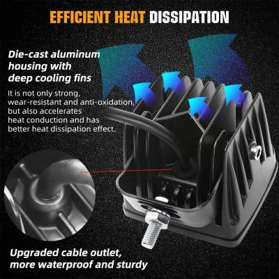 Τετράγωνοι Προβολείς Αυτοκινήτου LED Mazda 6 / 2 Mercedes-Benz V Mitsubishi Pick-up 10 - 30V 4cm με Λευκό Φωτισμό 6τμχ