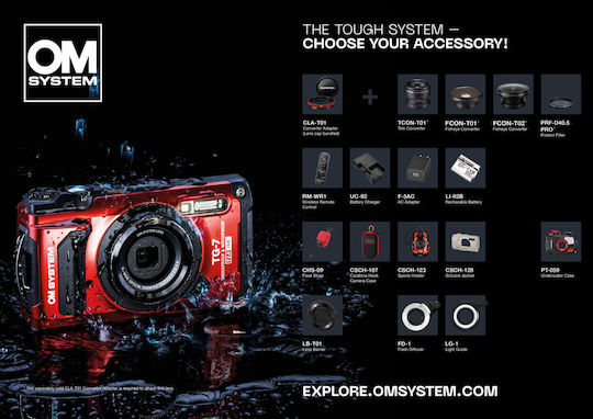 Olympus TG-7 Compact Camera 12MP 4K UHD Optical Zoom 4x Red