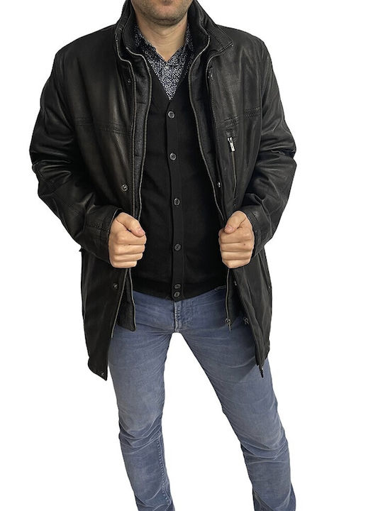 MARKOS LEATHER Men's Winter Leather Jacket Black