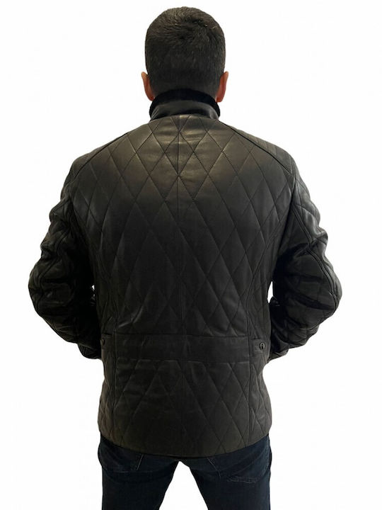 MARKOS LEATHER Men's Winter Leather Biker Jacket Black